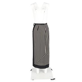 Totême Striped Black Silk Crepe Wrap Skirt 5
