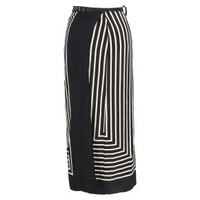Totême Striped Black Silk Crepe Wrap Skirt 4