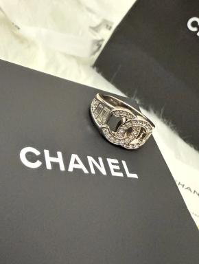 Chanel CC Metal And Crystal 2025 Ring  Size 54 5