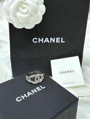 Chanel CC Metal And Crystal 2025 Ring  Size 54 7