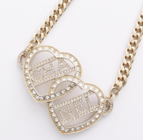 Chanel Double Heart Chain Necklace 9