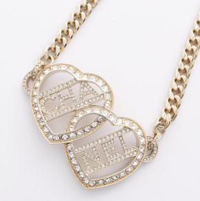 Chanel Double Heart Chain Necklace 3