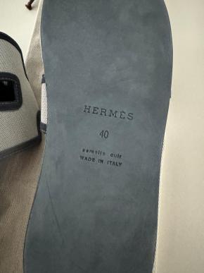 Hermes Suede And Canvas Izmir Sandal 6