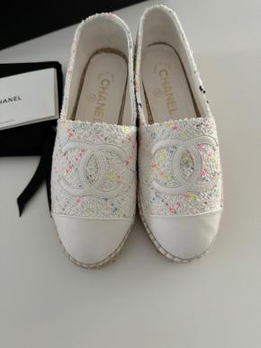 Chanel White Tweed Espadrilles 2