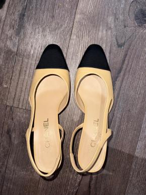 Chanel Beige Leather Slingback Sandals 2