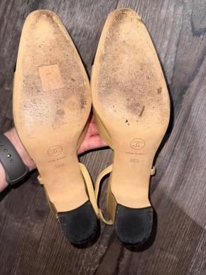 Chanel Beige Leather Slingback Sandals 3