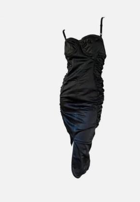 Dolce & Gabbana Black Ruched Corset Dress 3