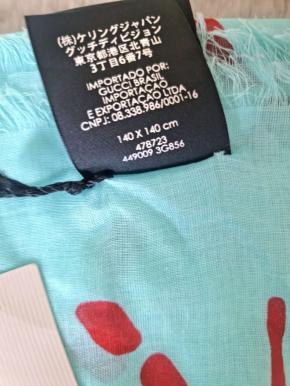 GUCCI Turquoise Blue Modal Silk Gucci Ghost Shawl 8