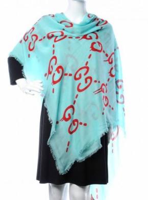 GUCCI Turquoise Blue Modal Silk Gucci Ghost Shawl 4