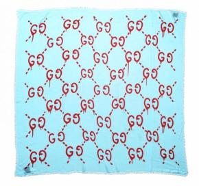 GUCCI Turquoise Blue Modal Silk Gucci Ghost Shawl 3