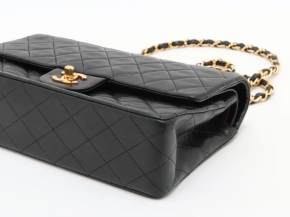 Chanel Medium Black Quilted Classic Flap Bag with Gold Tone Hardware 16