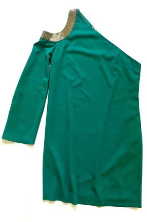 Lanvin Green One Shoulder Cocktail Dress 5