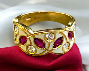 Kutchinsky Enamel, Ruby And Diamond Ring 3