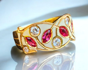Kutchinsky Enamel, Ruby And Diamond Ring 2