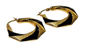 Vintage Creole Gold and Black Earrings 2