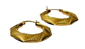 Vintage Creole Gold and Black Earrings 3