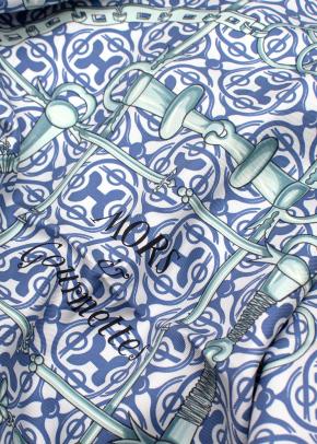 Hermes Mors Et Gourmettes Silk Bleu Jean Scarf 90 x90 8