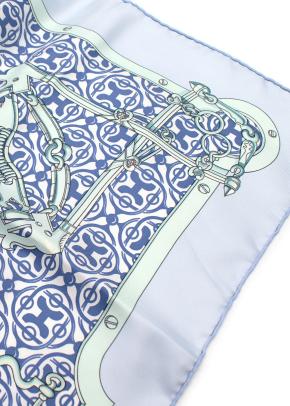 Hermes Mors Et Gourmettes Silk Bleu Jean Scarf 90 x90 5