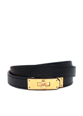 Hermes Adjustable Kelly 18 Belt in Noir Epsom Leather with Gold Hardware 2