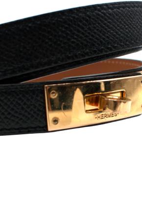 Hermes Adjustable Kelly 18 Belt in Noir Epsom Leather with Gold Hardware 3