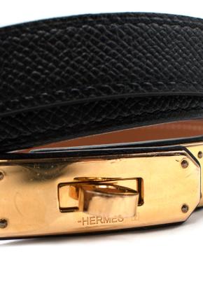 Hermes Adjustable Kelly 18 Belt in Noir Epsom Leather with Gold Hardware 4