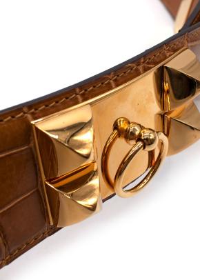 Hermès Medor “Collier de Chien” Belt in Crocodile Leather  Full length 97cms 6