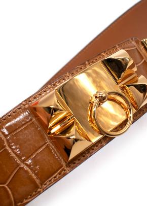 Hermès Medor “Collier de Chien” Belt in Crocodile Leather  Full length 97cms 9