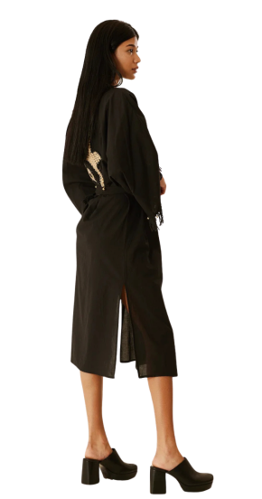 N'onat Mar Atelier Hamsa Hand Black Organic Cotton Kaftan 4