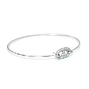 Hermes 18k White Gold Diamond Farandole Bangle Bracelet 4