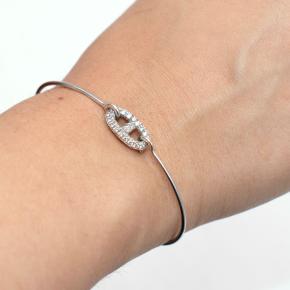 Hermes 18k White Gold Diamond Farandole Bangle Bracelet 2