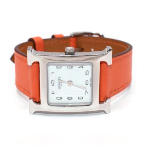 Hermes Small "Heure H" Watch With Orange Strap 2