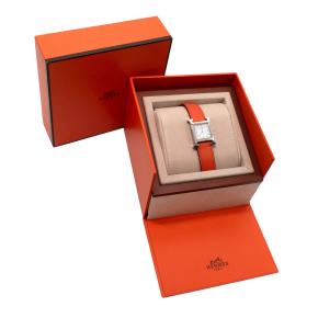 Hermes Small "Heure H" Watch With Orange Strap 4