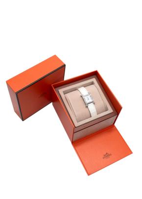 Hermès Heure H Mini Model Watch with Diamond-Set Steel & White Alligator Strap 2