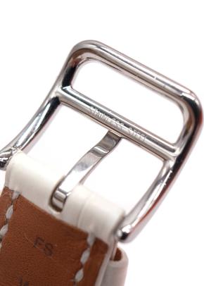 Hermès Heure H Mini Model Watch with Diamond-Set Steel & White Alligator Strap 7