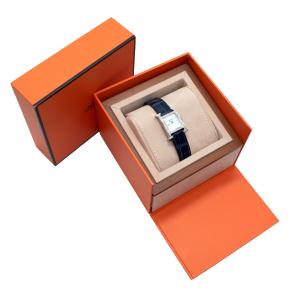 Hermès Heure H Watch Diamond-Set Steel With Navy Blue Alligator Strap 2
