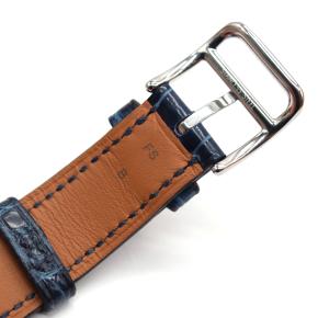 Hermès Heure H Watch Diamond-Set Steel With Navy Blue Alligator Strap 9