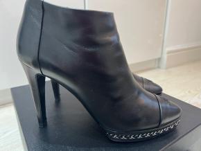 Chanel Black Leather Chain Detail Ankle Boots 2