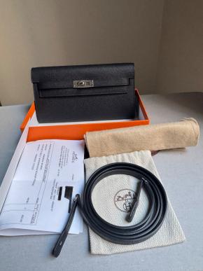 Hermes Black Epsom Kelly To Go 8