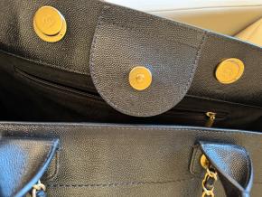 Chanel Large Black Leather Deauville Shoulder Tote Bag 13