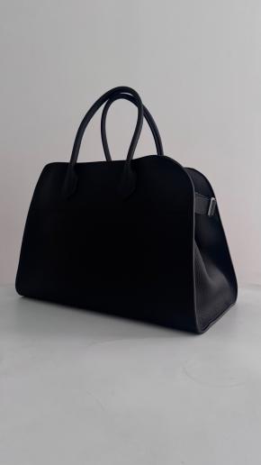 The Row Black Grained Leather Margaux 15 2