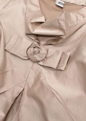 Moschino Muted Gold Silk Blend Blouse with Bow Front 10