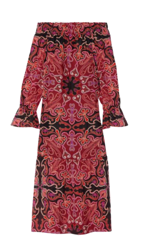 Rachel Zoe 'Ariana' Off The Shoulder Silk Paisley Dress 2