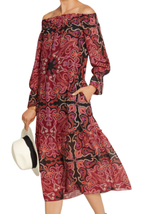 Rachel Zoe 'Ariana' Off The Shoulder Silk Paisley Dress 3