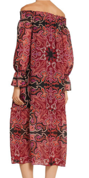 Rachel Zoe 'Ariana' Off The Shoulder Silk Paisley Dress 4