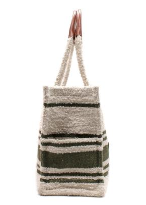 Celine Triomphe Large Cabas Thais White/Green Canvas Leather Large Tote Bag 3