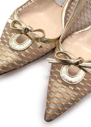 Emma Hope Gold Mesh Kitten Heels 4