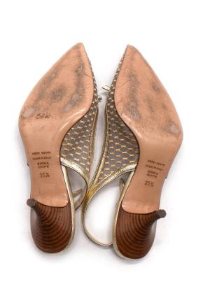 Emma Hope Gold Mesh Kitten Heels 9