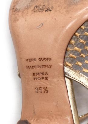 Emma Hope Gold Mesh Kitten Heels 7