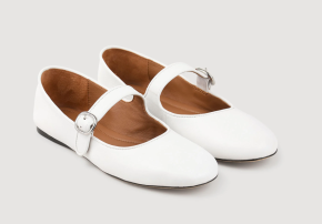 Sandro Shiny White Leather Ballet Flats 2