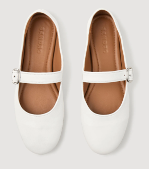 Sandro Shiny White Leather Ballet Flats 3
